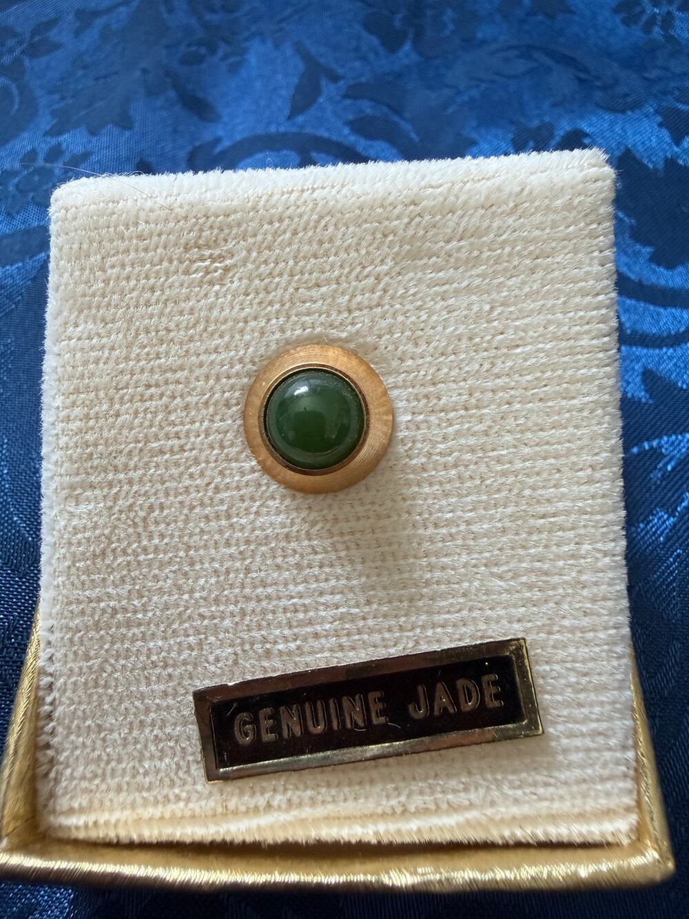 Vintage Genuine Jade Tie Tack / Tie Pin with Original Box MRL11